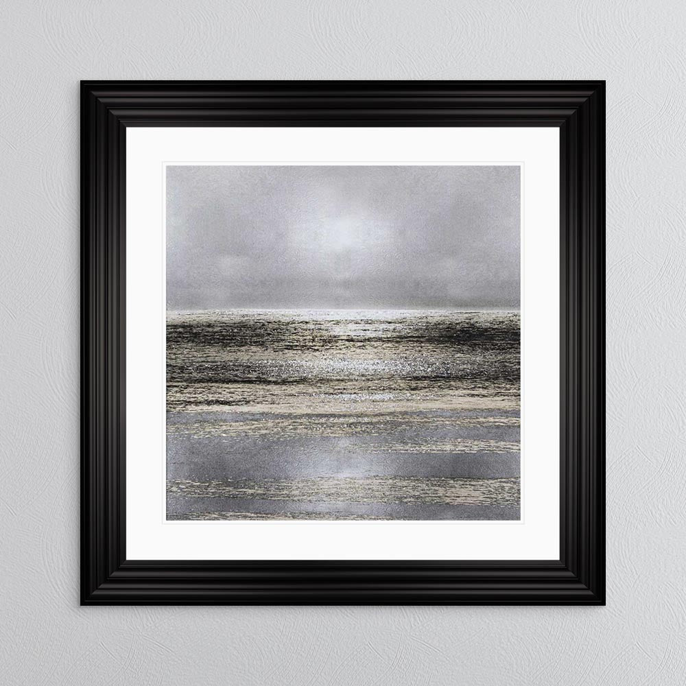 Silver Seascape 1 with White Mount Framed Wall Art