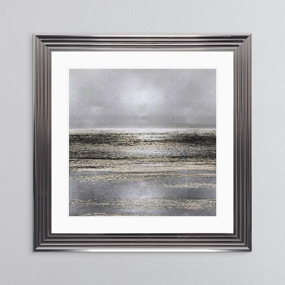 Silver Seascape 1 with White Mount Framed Wall Art