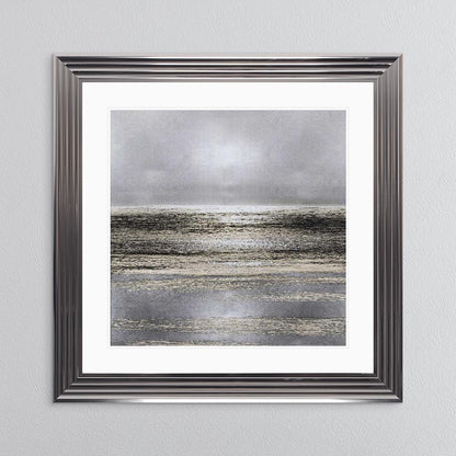 Silver Seascape 1 with White Mount Framed Wall Art