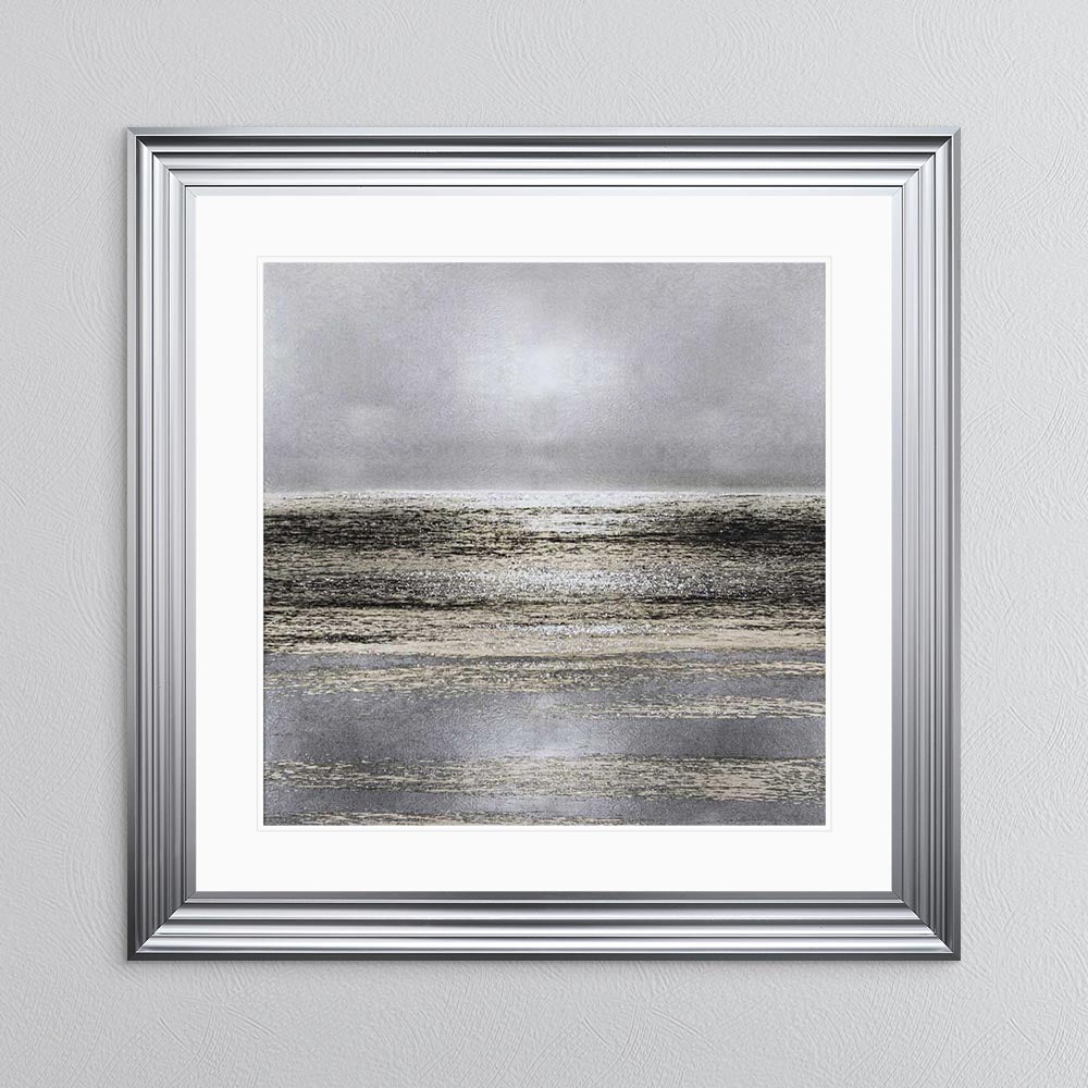 Silver Seascape 1 with White Mount Framed Wall Art
