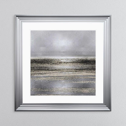 Silver Seascape 1 with White Mount Framed Wall Art