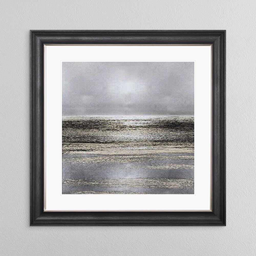 Silver Seascape 1 with White Mount Framed Wall Art