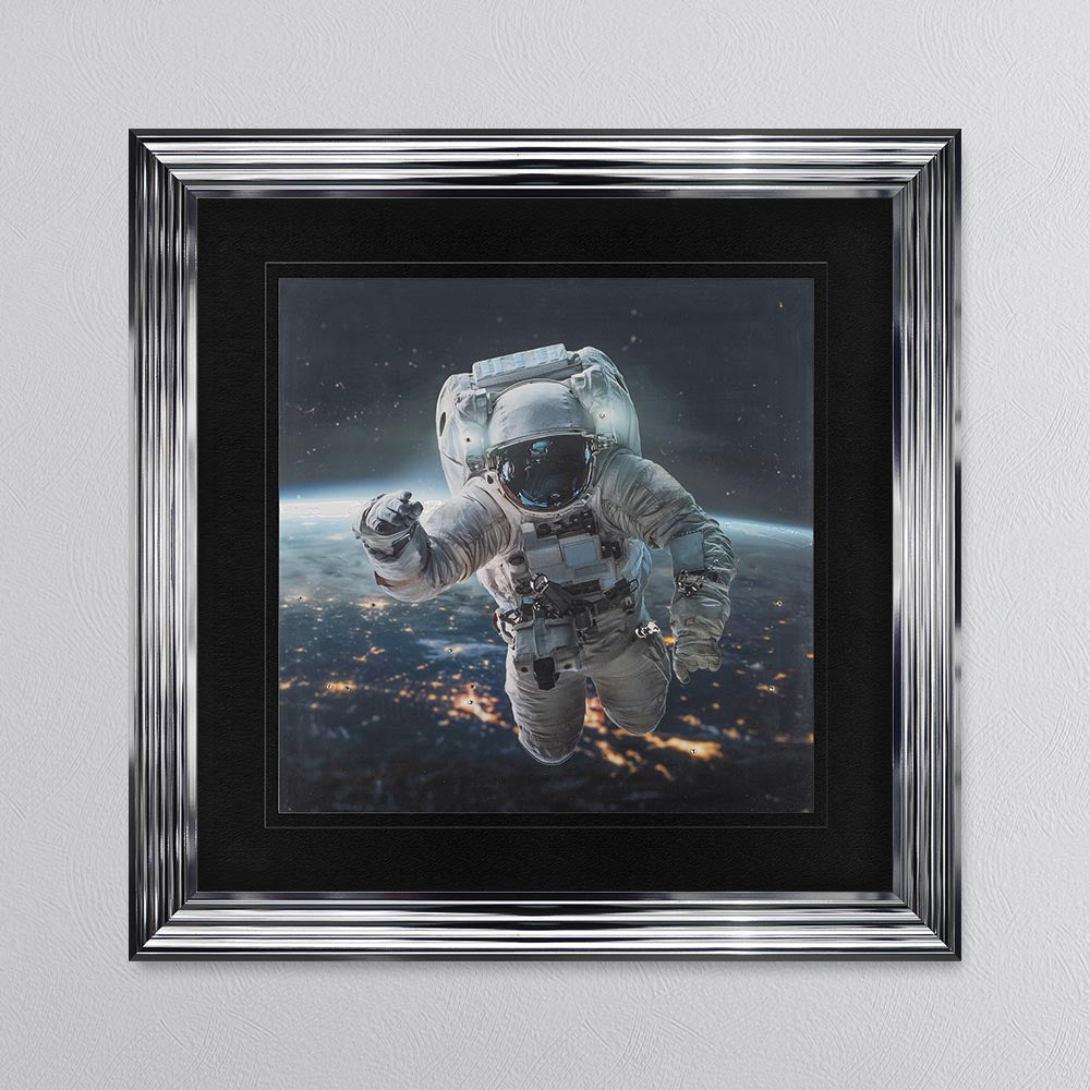Spaceman with Black Mount Framed Wall Art