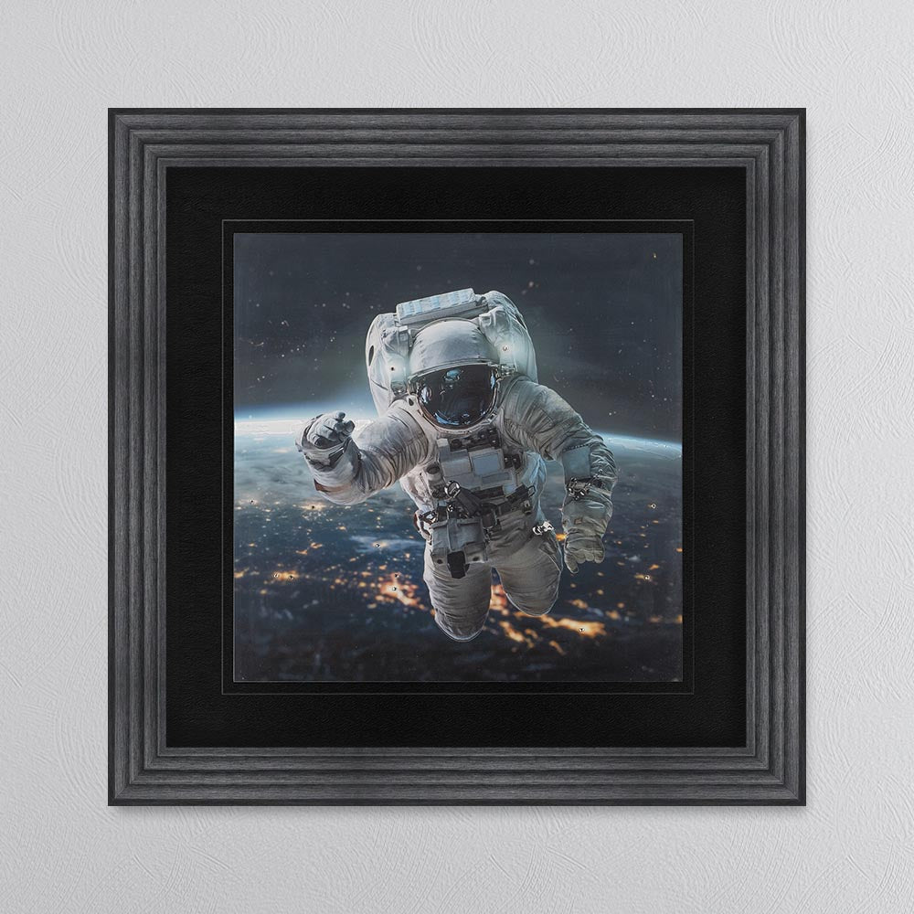 Spaceman with Black Mount Framed Wall Art