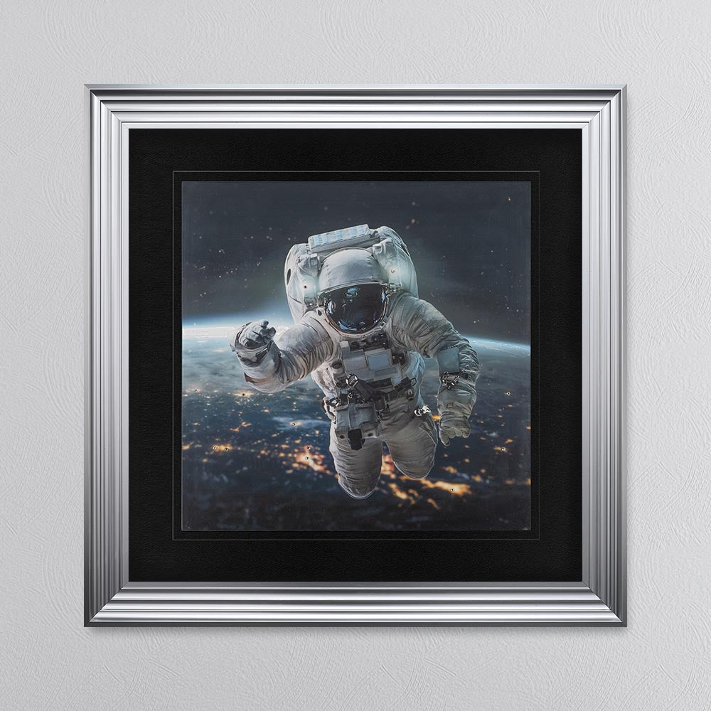 Spaceman with Black Mount Framed Wall Art