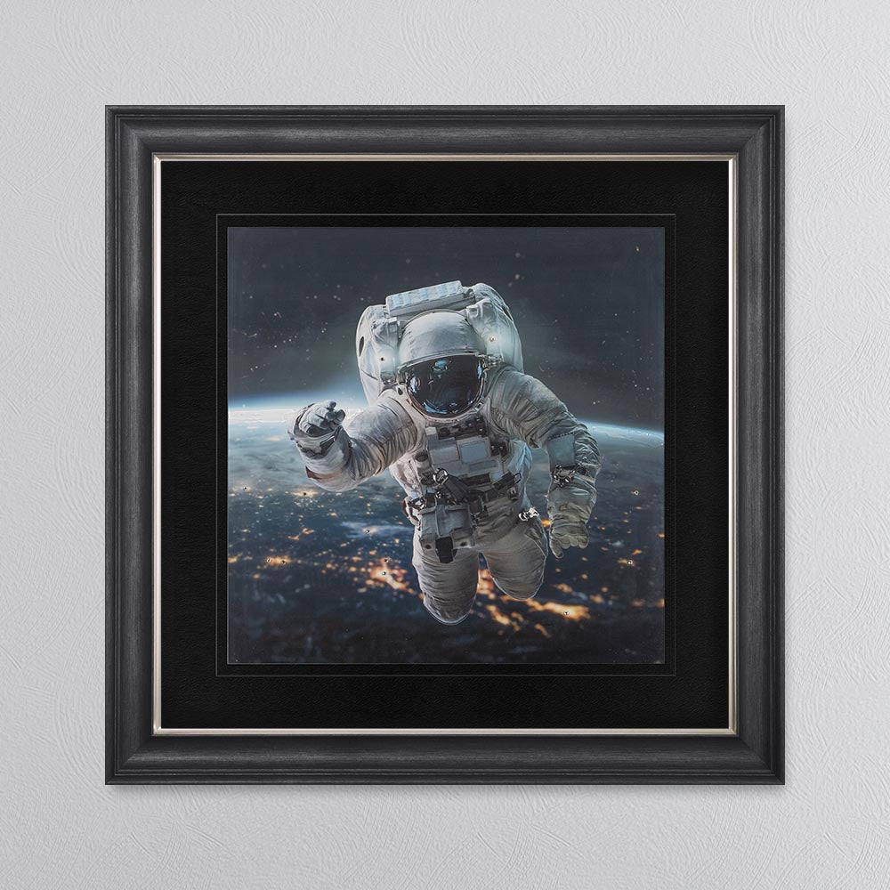 Spaceman with Black Mount Framed Wall Art