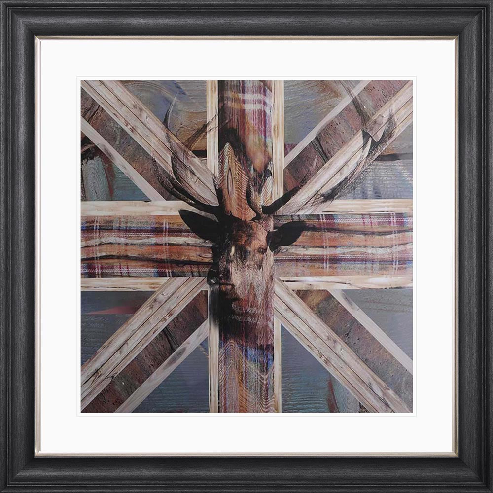 Shabby Chic Stag with White Mount Framed Wall Art