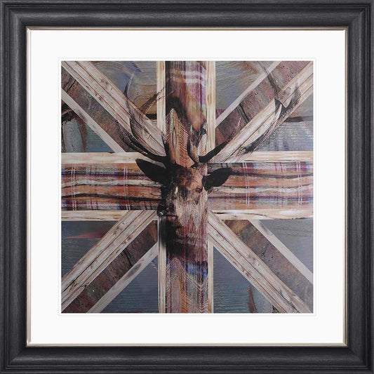 Shabby Chic Stag with White Mount Framed Wall Art
