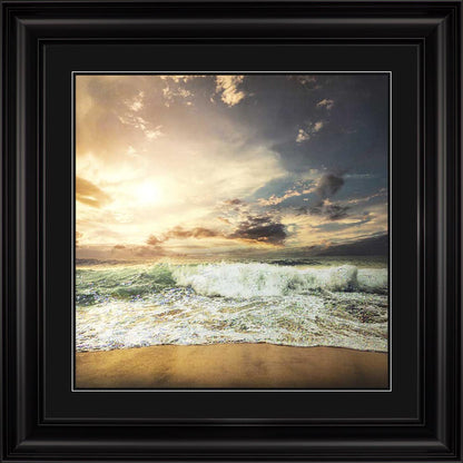 Stormy Beach with Black Mount Framed Wall Art