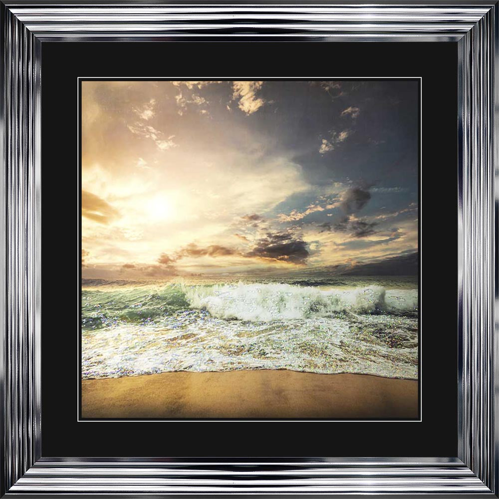 Stormy Beach with Black Mount Framed Wall Art