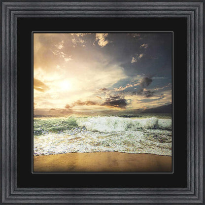 Stormy Beach with Black Mount Framed Wall Art