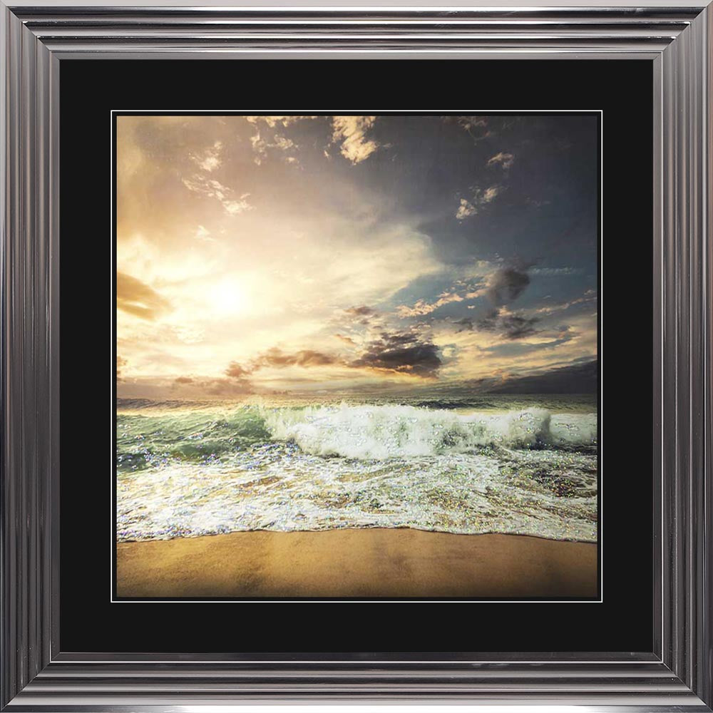 Stormy Beach with Black Mount Framed Wall Art