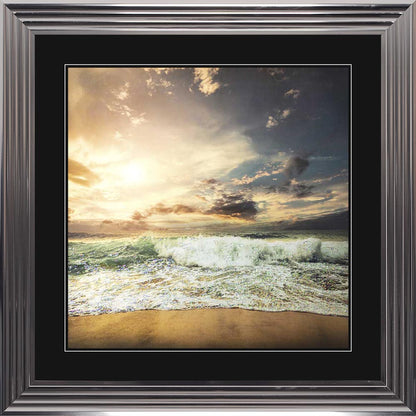 Stormy Beach with Black Mount Framed Wall Art