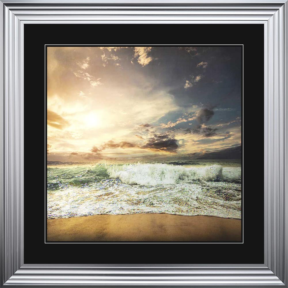 Stormy Beach with Black Mount Framed Wall Art