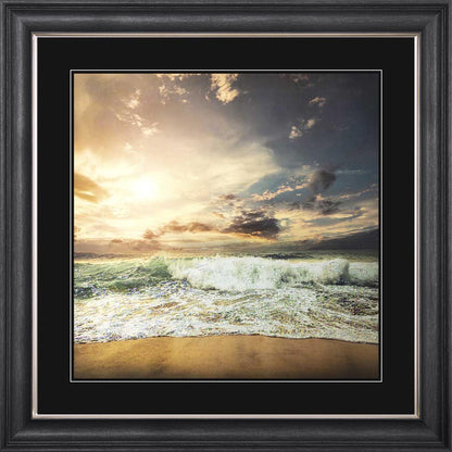 Stormy Beach with Black Mount Framed Wall Art