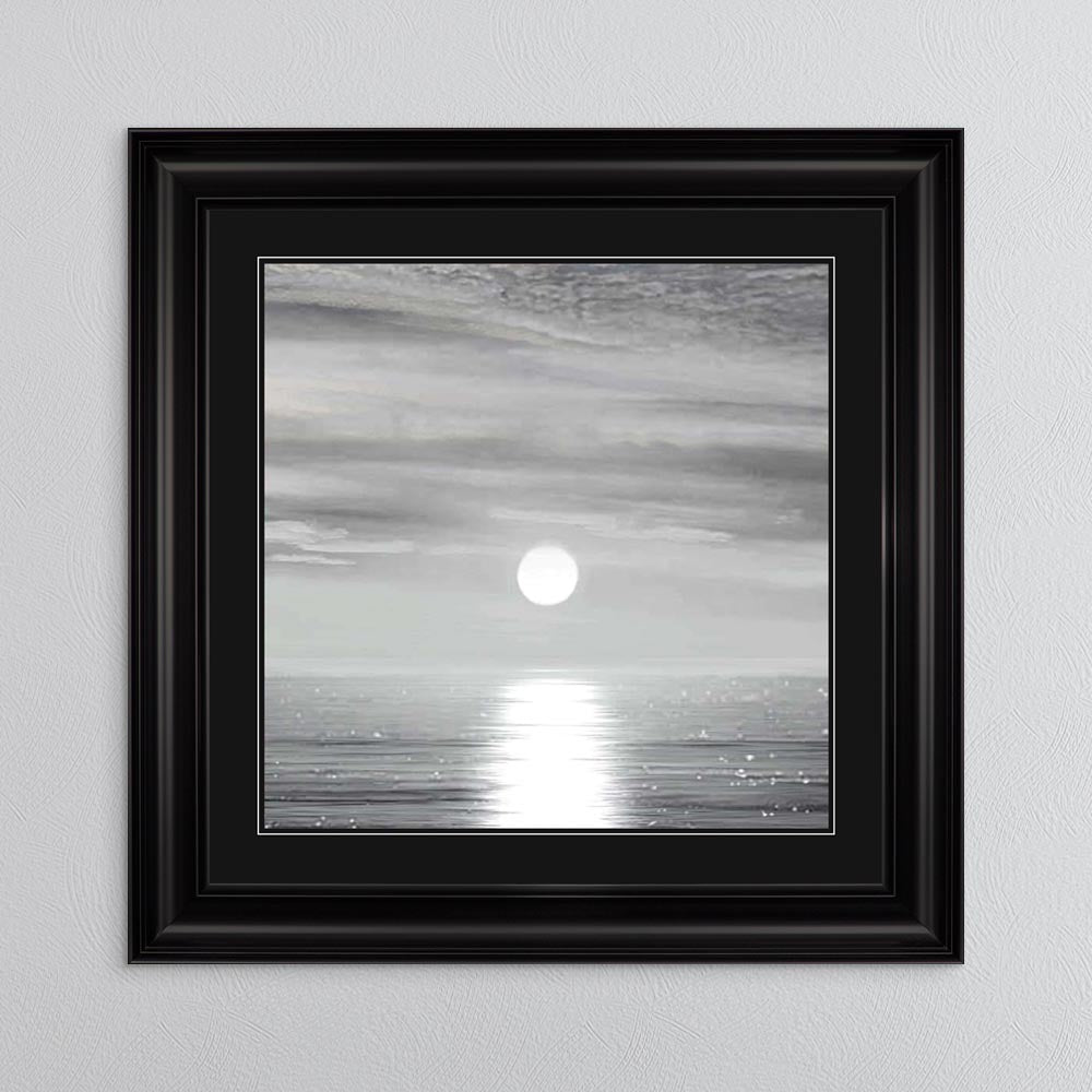 Sunlit Horizon with Black Mount Framed Wall Art
