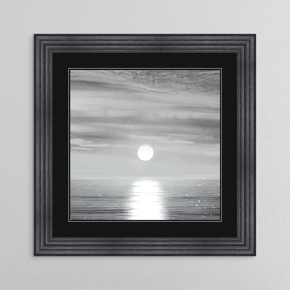 Sunlit Horizon with Black Mount Framed Wall Art