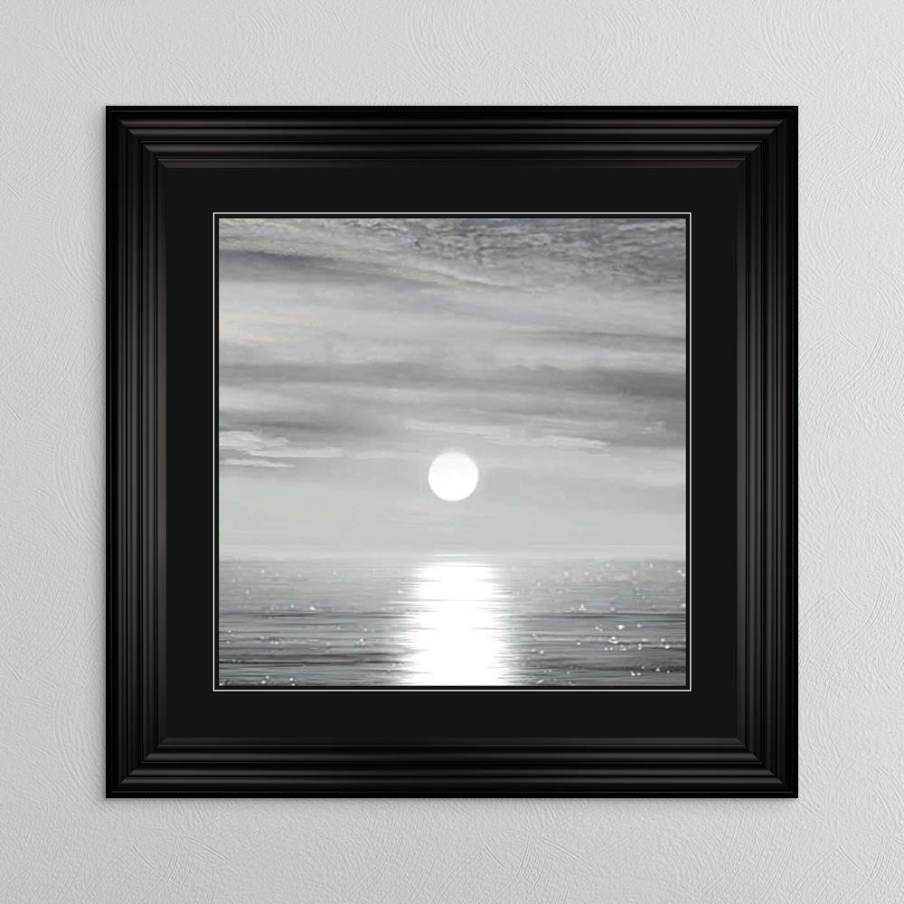 Sunlit Horizon with Black Mount Framed Wall Art