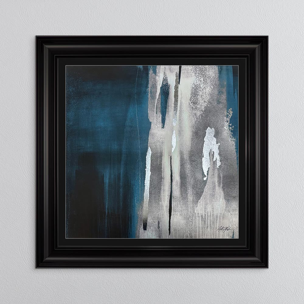 Teal Abstract No. 1 with Black Mount Framed Wall Art