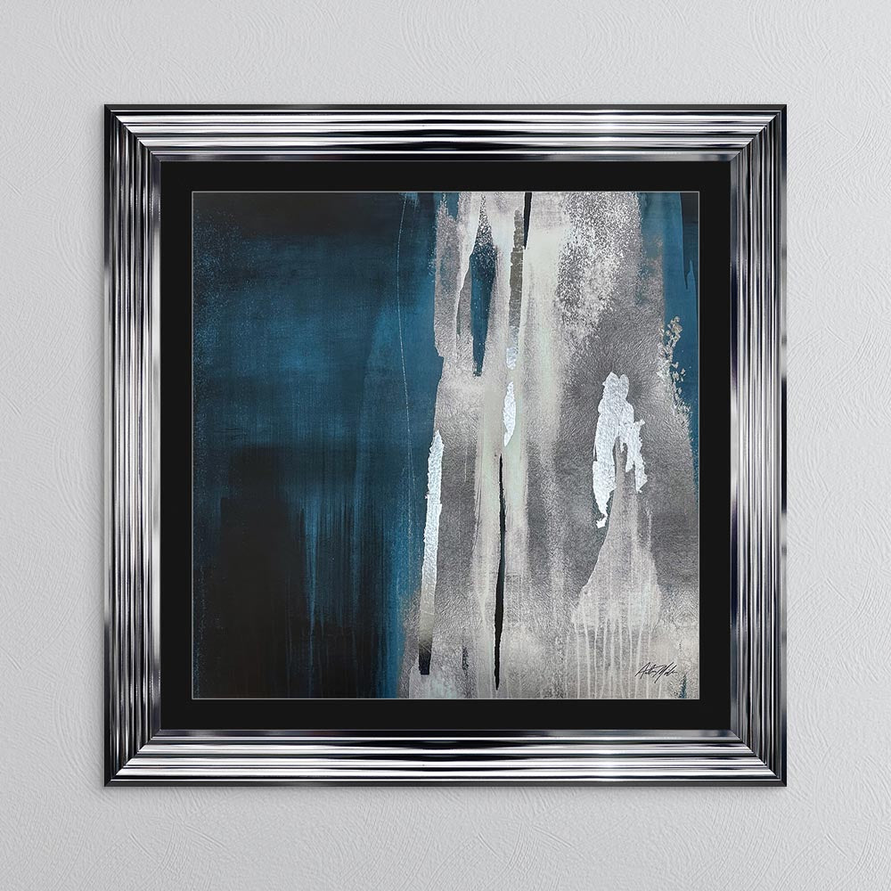 Teal Abstract No. 1 with Black Mount Framed Wall Art