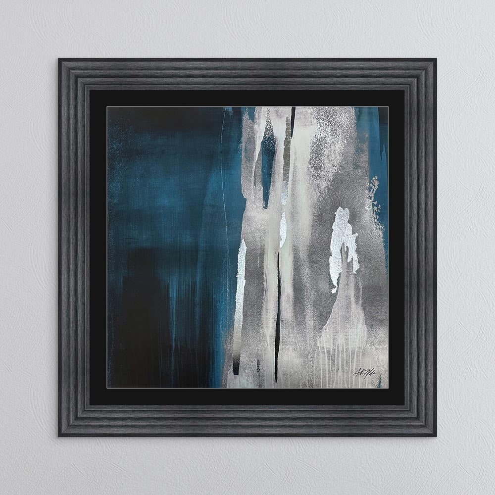 Teal Abstract No. 1 with Black Mount Framed Wall Art