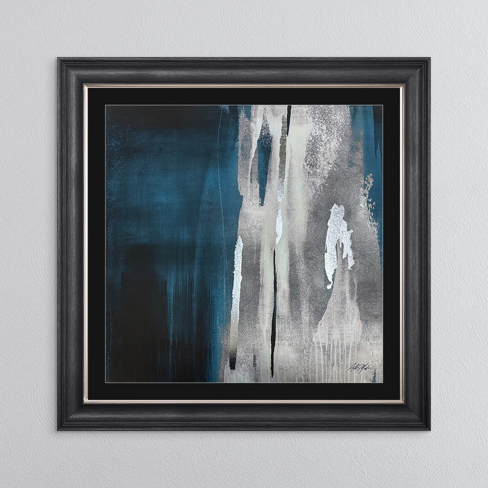 Teal Abstract No. 1 with Black Mount Framed Wall Art