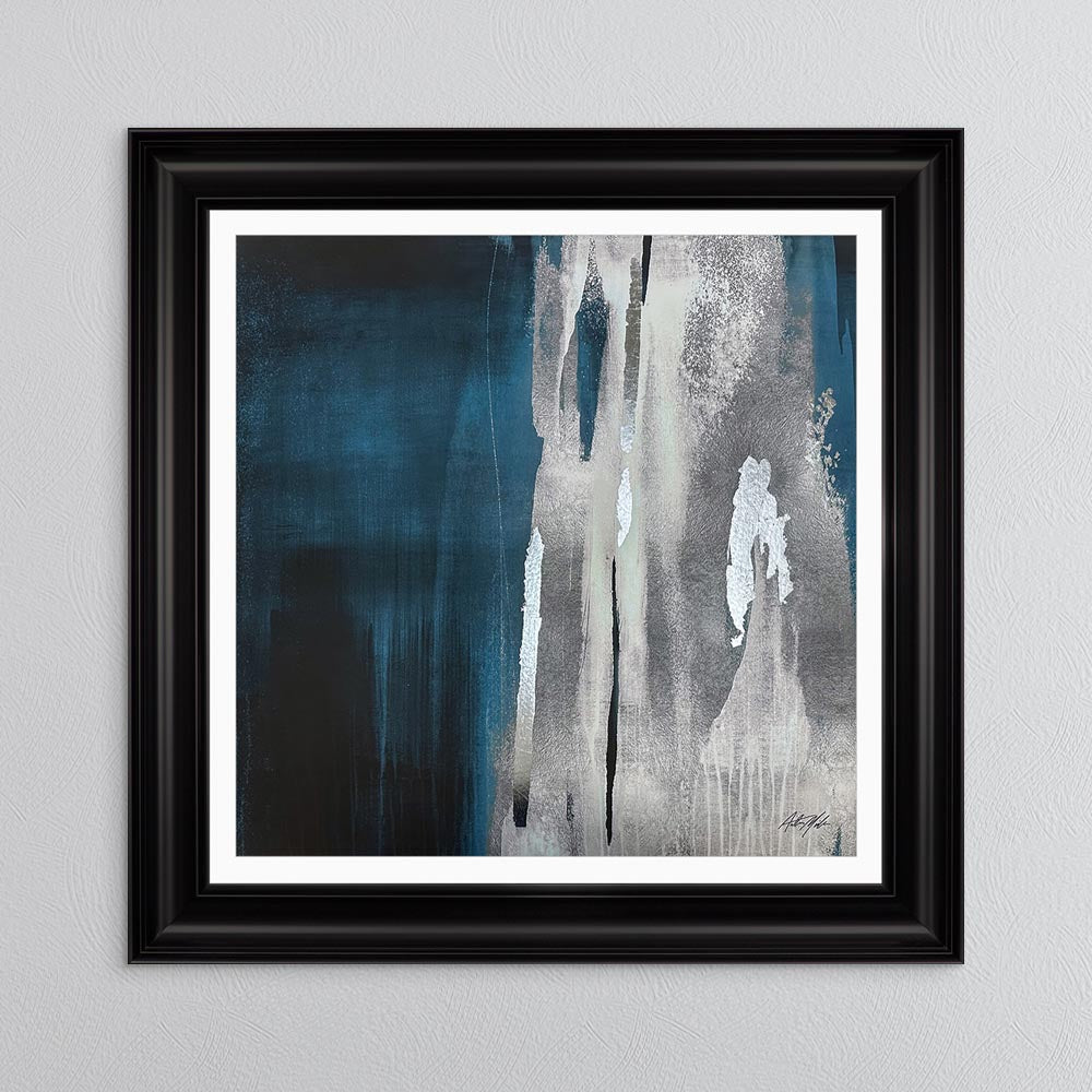 Teal Abstract No. 1 with White Mount Framed Wall Art