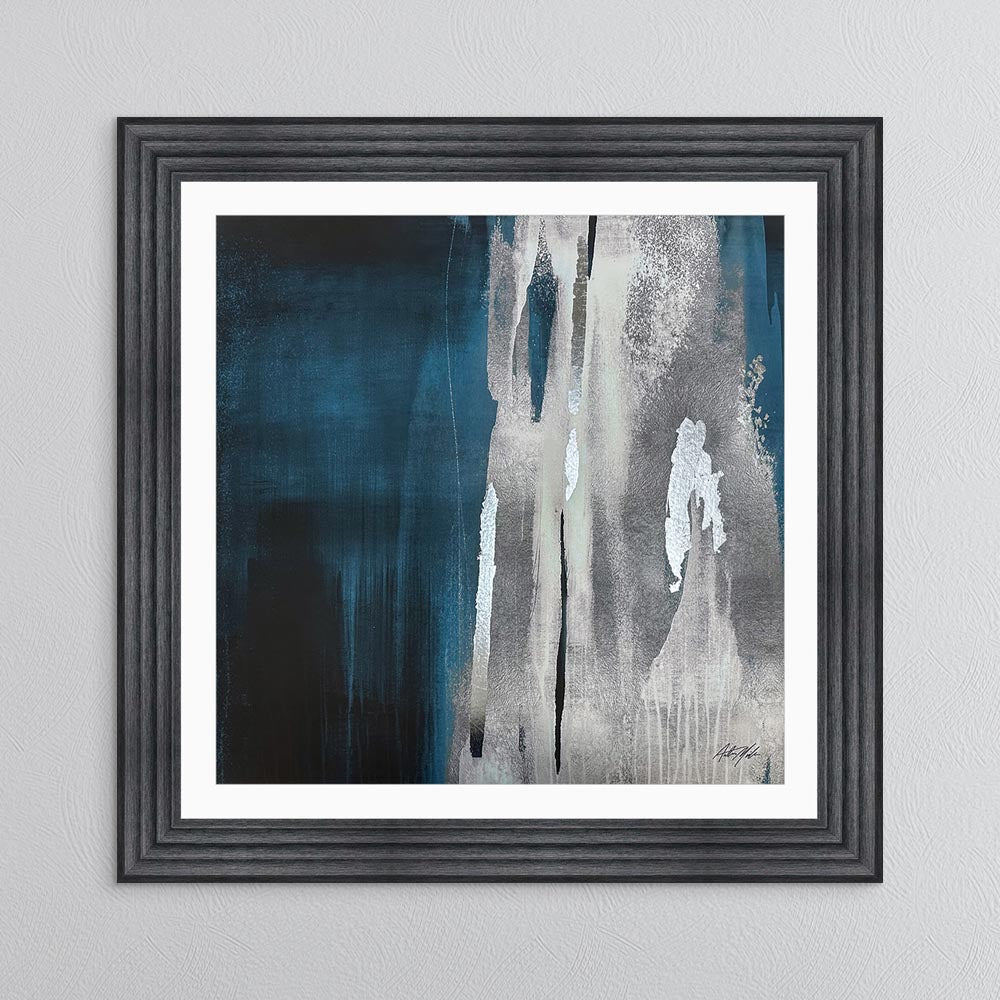 Teal Abstract No. 1 with White Mount Framed Wall Art
