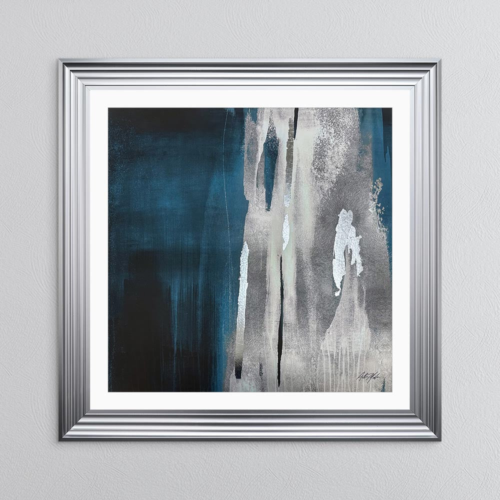 Teal Abstract No. 1 with White Mount Framed Wall Art