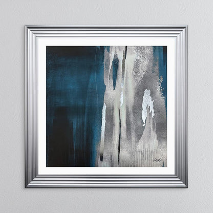 Teal Abstract No. 1 with White Mount Framed Wall Art