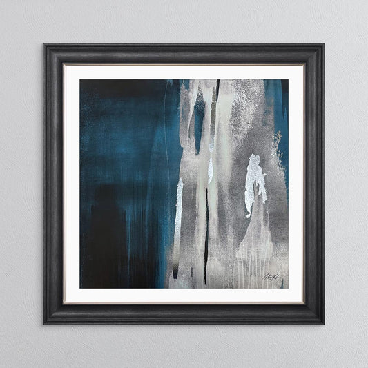 Teal Abstract No. 1 with White Mount Framed Wall Art