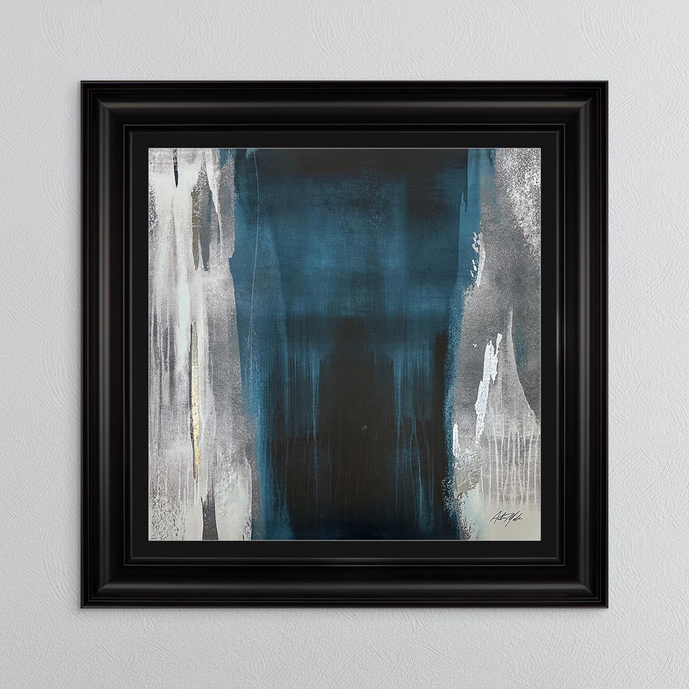 Teal Abstract No. 2 with Black Mount Framed Wall Art
