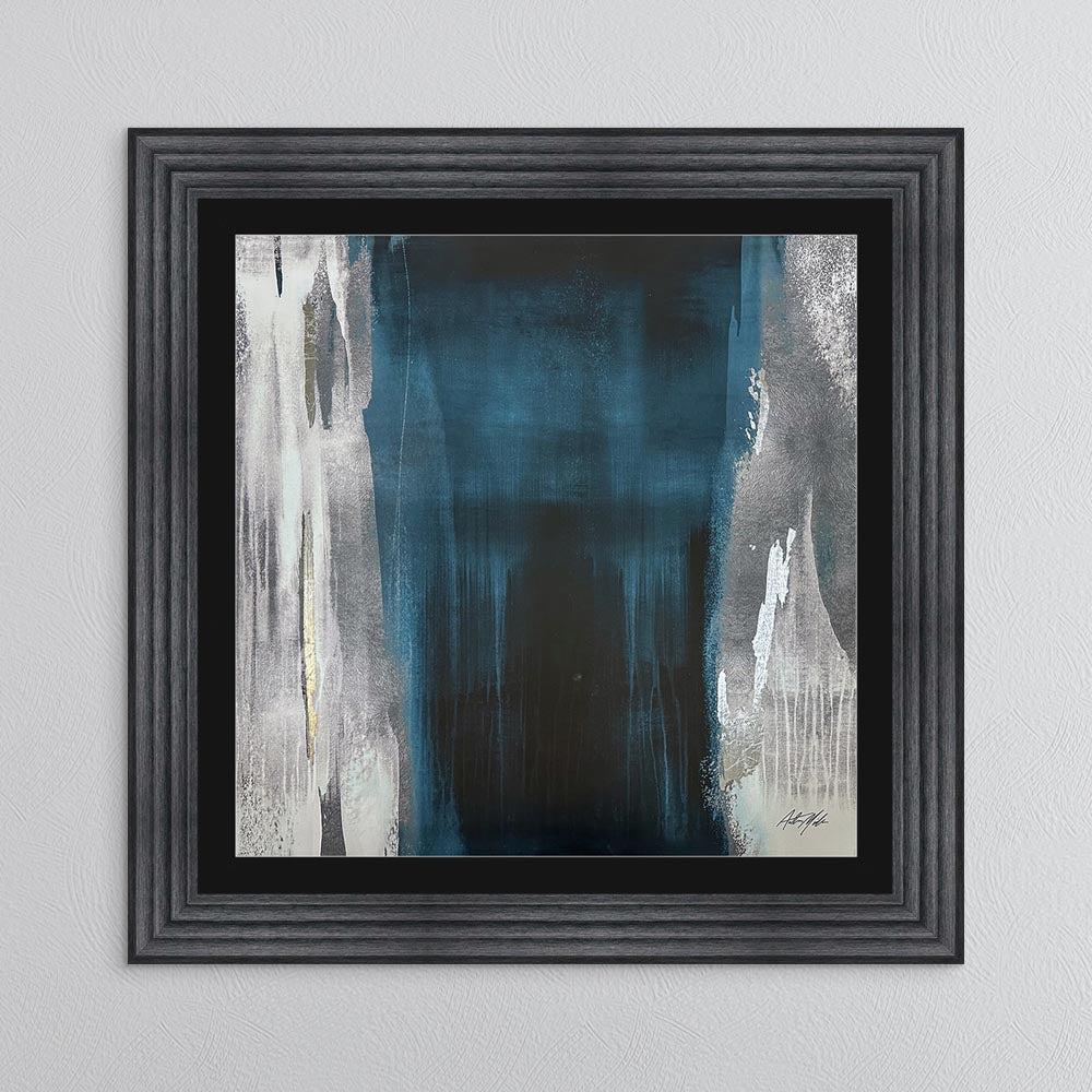 Teal Abstract No. 2 with Black Mount Framed Wall Art
