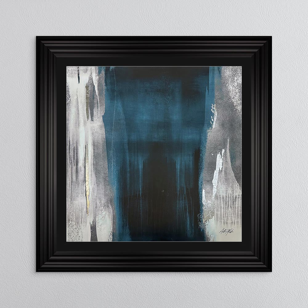 Teal Abstract No. 2 with Black Mount Framed Wall Art