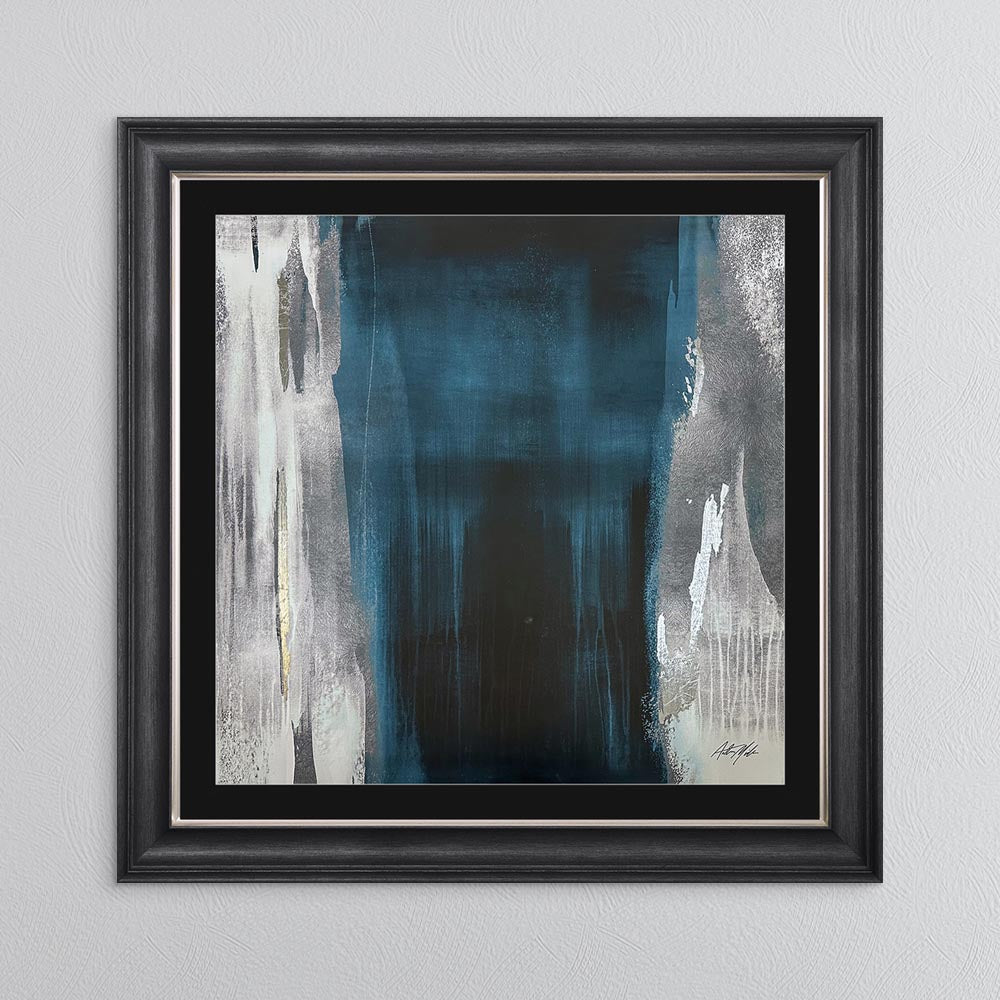 Teal Abstract No. 2 with Black Mount Framed Wall Art
