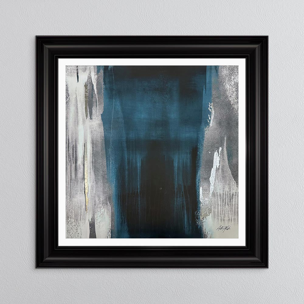 Teal Abstract No. 2 with White Mount Framed Wall Art
