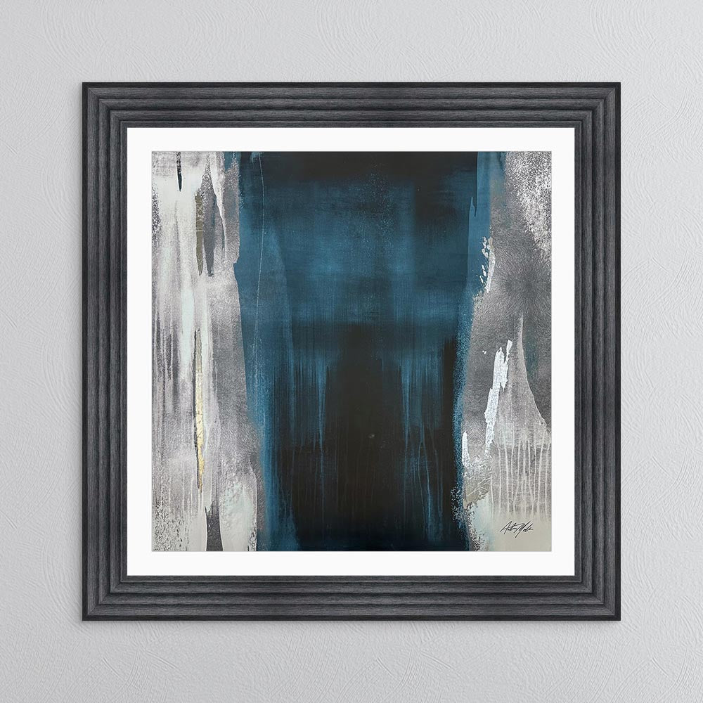 Teal Abstract No. 2 with White Mount Framed Wall Art