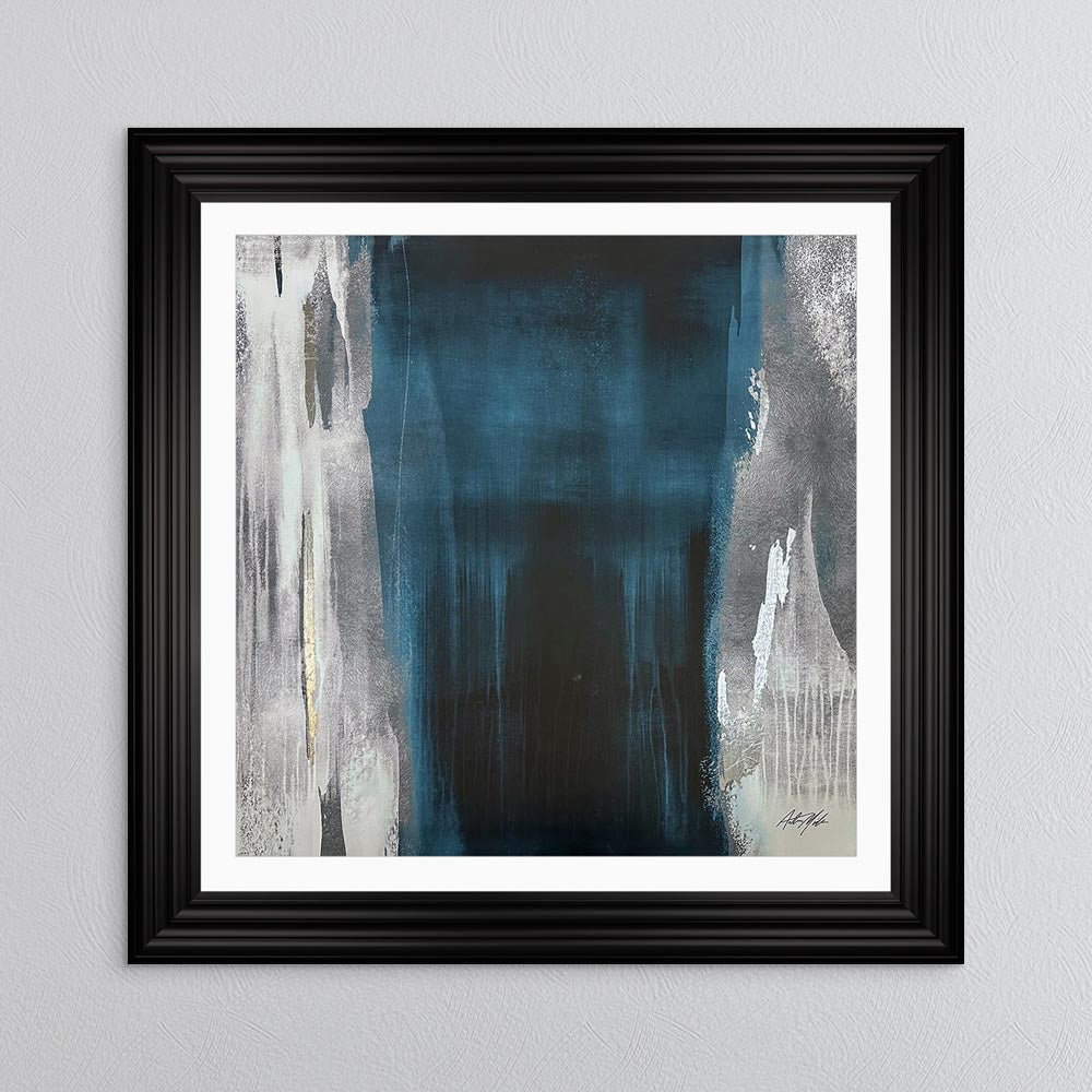 Teal Abstract No. 2 with White Mount Framed Wall Art