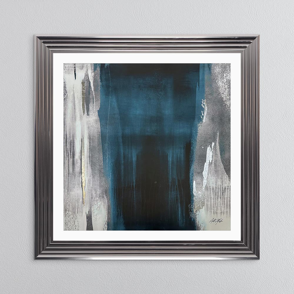 Teal Abstract No. 2 with White Mount Framed Wall Art