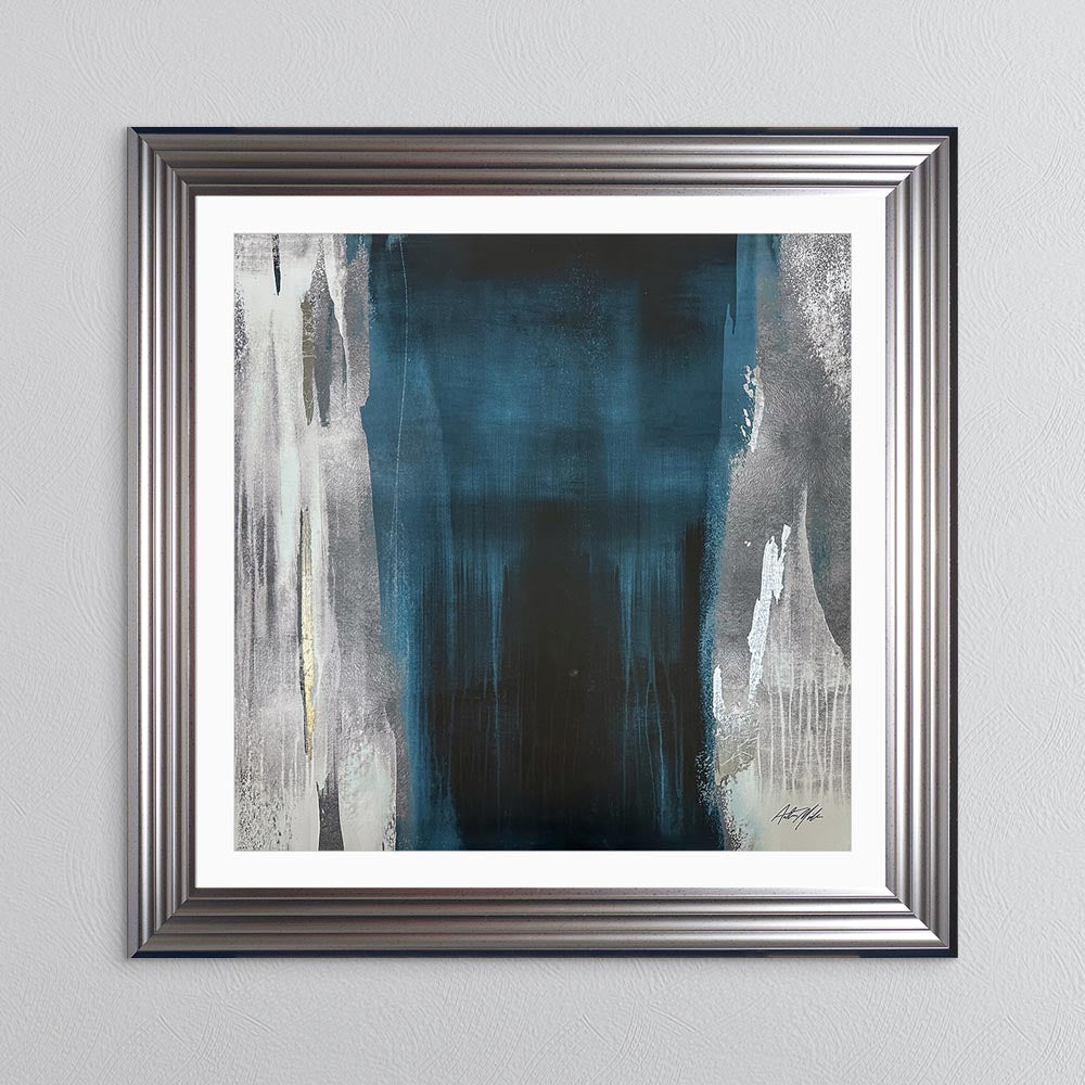 Teal Abstract No. 2 with White Mount Framed Wall Art