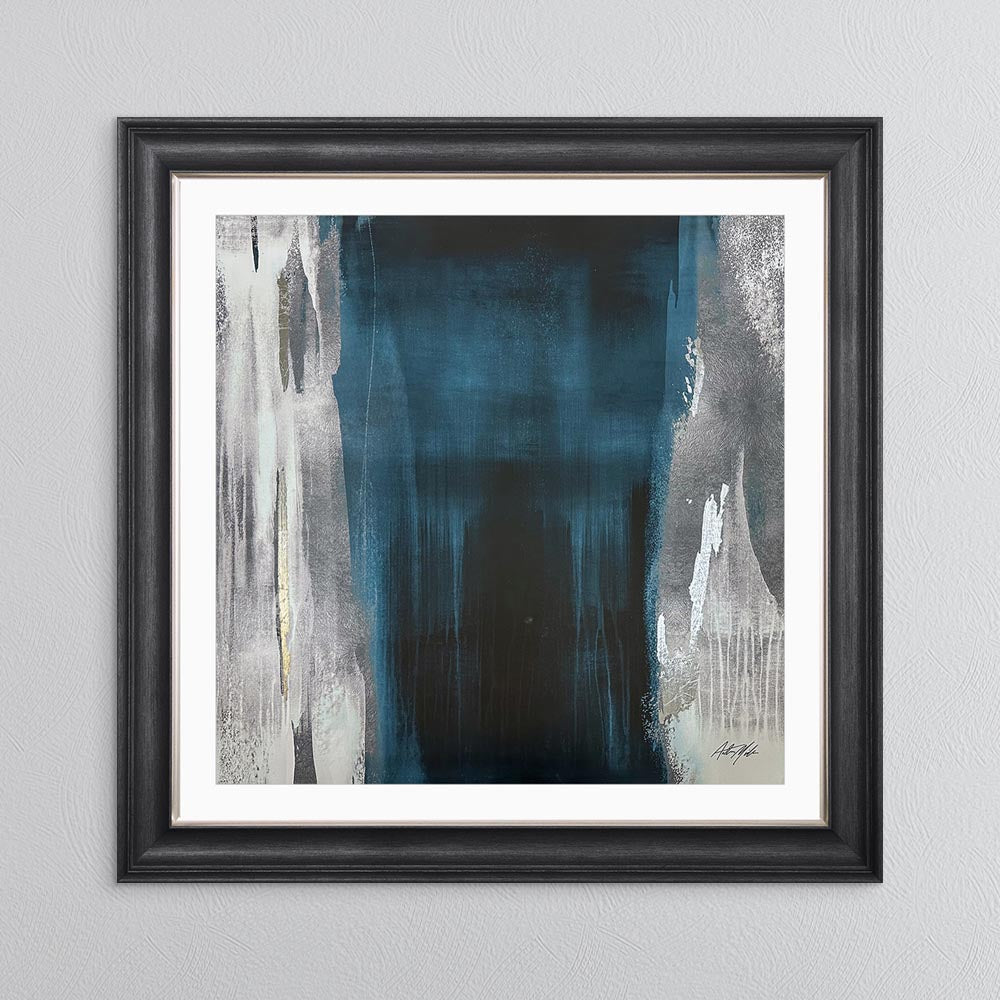 Teal Abstract No. 2 with White Mount Framed Wall Art