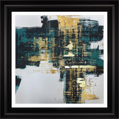 Teal & Gold No. 1 with White Mount Framed Wall Art