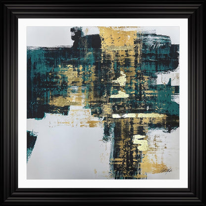 Teal & Gold No. 1 with White Mount Framed Wall Art