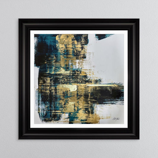 Teal & Gold No. 2 with White Mount Framed Wall Art