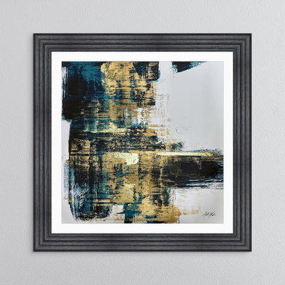 Teal & Gold No. 2 with White Mount Framed Wall Art
