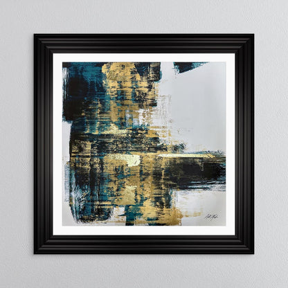Teal & Gold No. 2 with White Mount Framed Wall Art