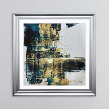 Teal & Gold No. 2 with White Mount Framed Wall Art