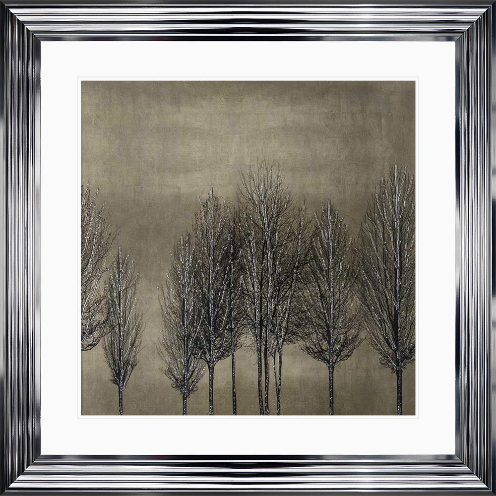 Trees On Gold 1 with White Mount Framed Wall Art