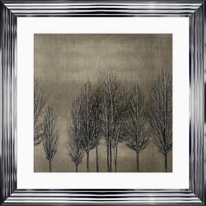 Trees On Gold 1 with White Mount Framed Wall Art