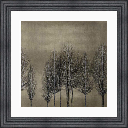 Trees On Gold 1 with White Mount Framed Wall Art